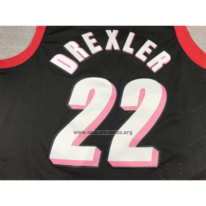 Camiseta Portland Trail Blazers Clyde Drexler NO 22 Mitchell & Ness 1991-92 Negro